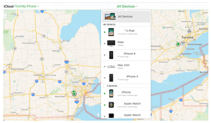 find ios devices with Find My iPhone on the web